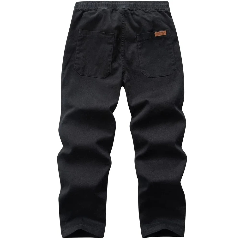 WIYOSHY Boys' Black Solid Color Drawstring Elastic Waist Chino Pants US 12
